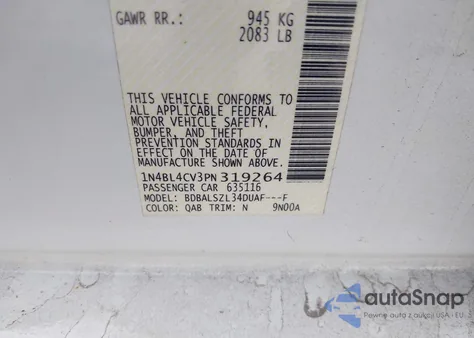 2023 Nissan Altima Sr Fwd из США, поврежденный, VIN 1N4BL4CV3PN319264